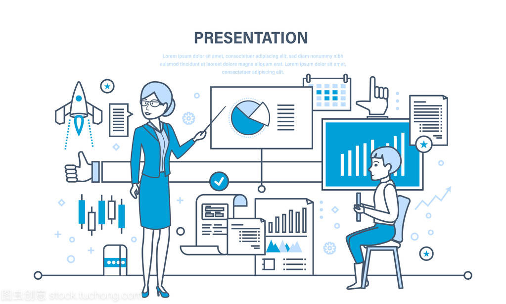 演講者做演示文稿和關(guān)于市場、 銷售、 電子商務(wù)專業(yè)培訓(xùn)